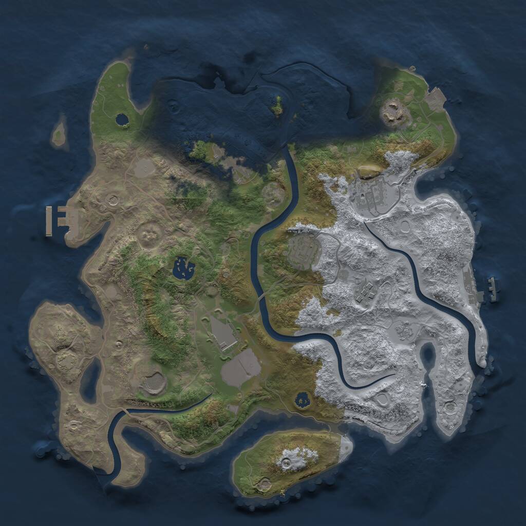 Rust Map: Procedural Map, Size: 3500, Seed: 1888553631, 14 Monuments