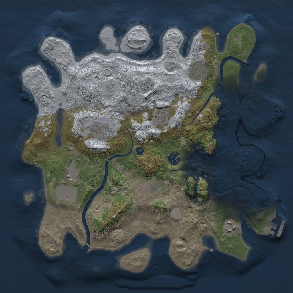 Rust Map: Procedural Map, Size: 3500, Seed: 592786991, 14 Monuments