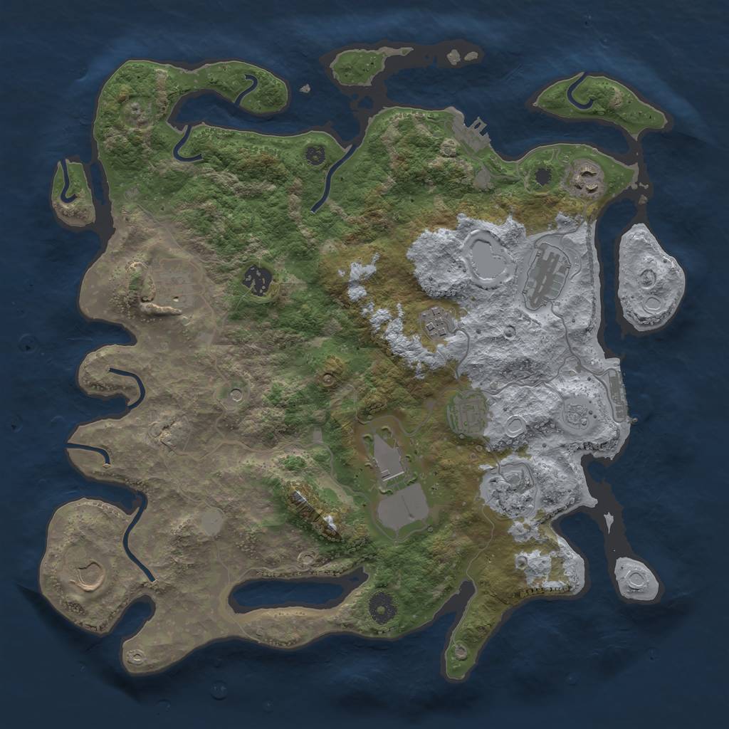Rust Map: Procedural Map, Size: 3750, Seed: 90323, 16 Monuments