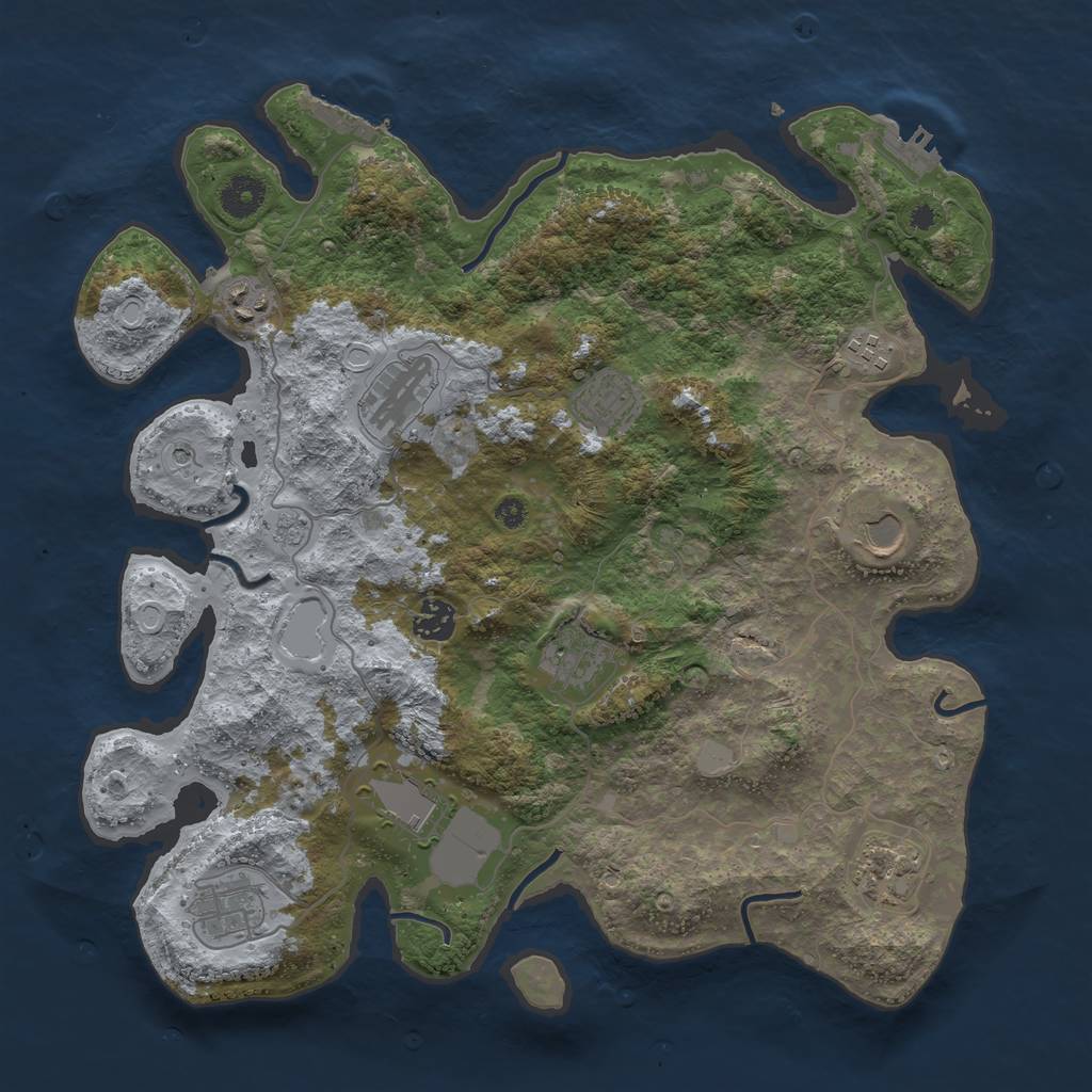 Rust Map: Procedural Map, Size: 3800, Seed: 59628049, 17 Monuments