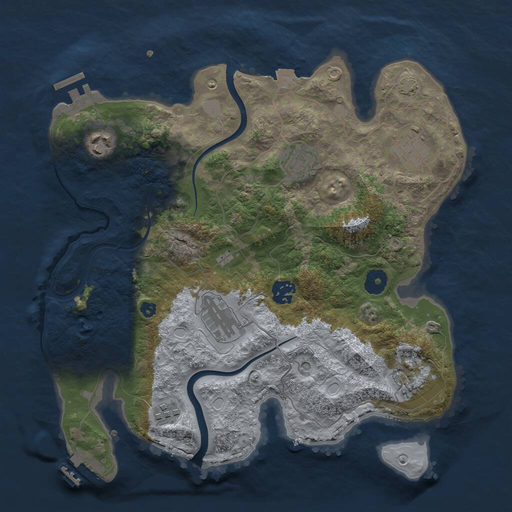 Rust Map: Procedural Map, Size: 3200, Seed: 883562752, 12 Monuments
