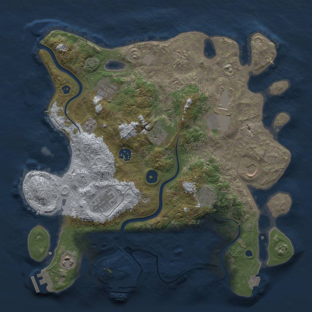 Rust Map: Procedural Map, Size: 3700, Seed: 466998628, 16 Monuments