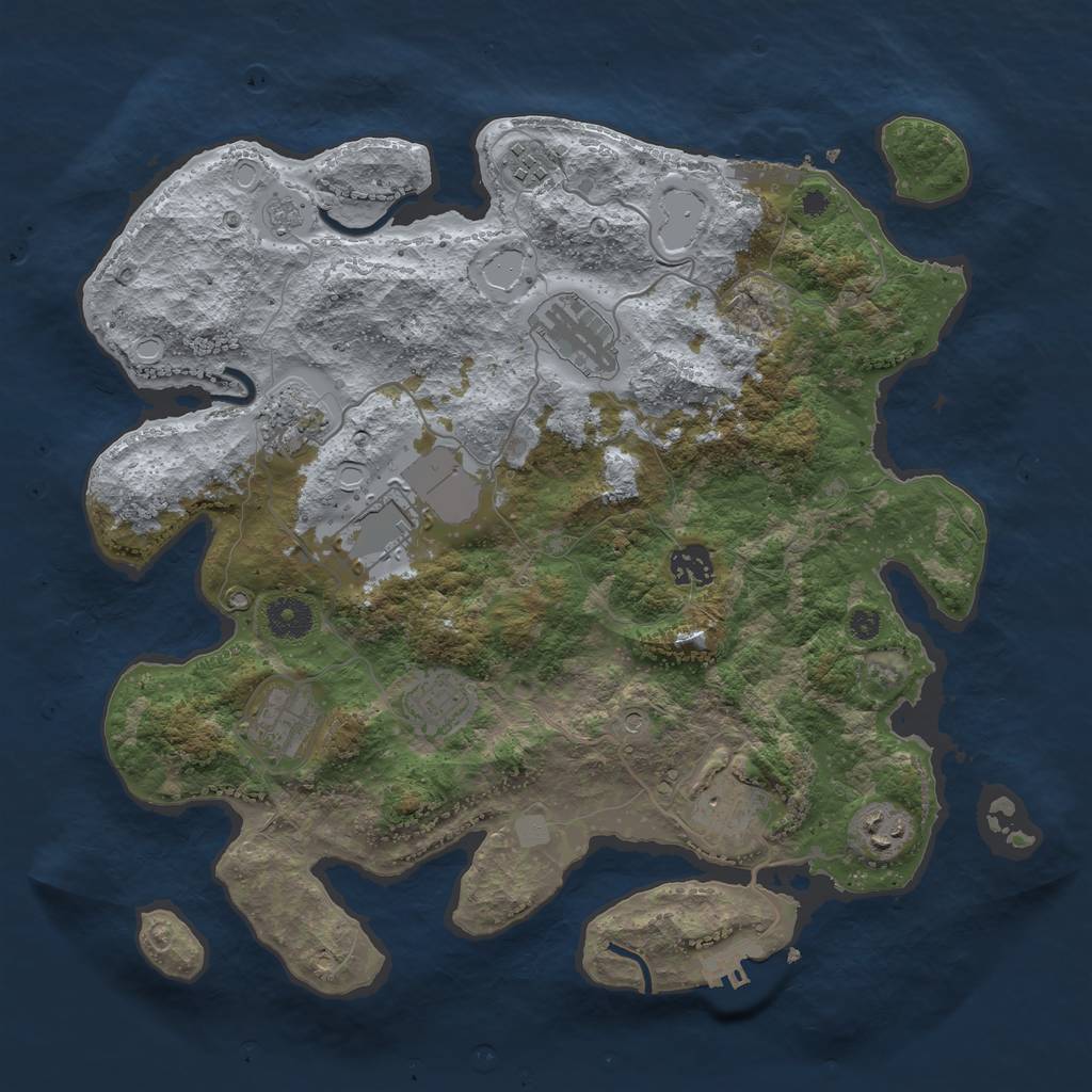 Rust Map: Procedural Map, Size: 3700, Seed: 1614759039, 16 Monuments