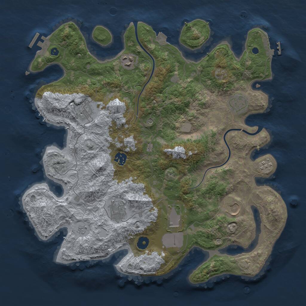 Rust Map: Procedural Map, Size: 3750, Seed: 148672119, 14 Monuments