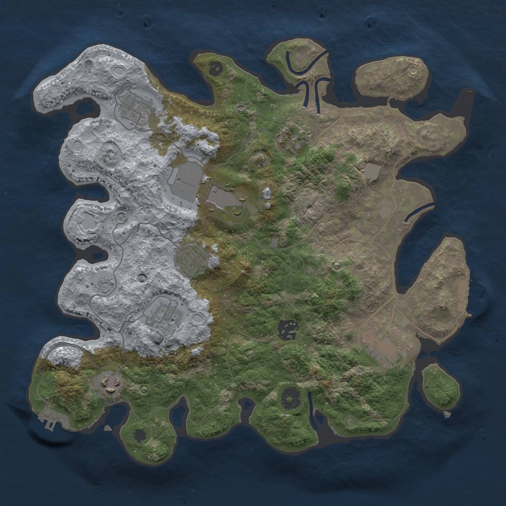 Rust Map: Procedural Map, Size: 3500, Seed: 540365565, 15 Monuments