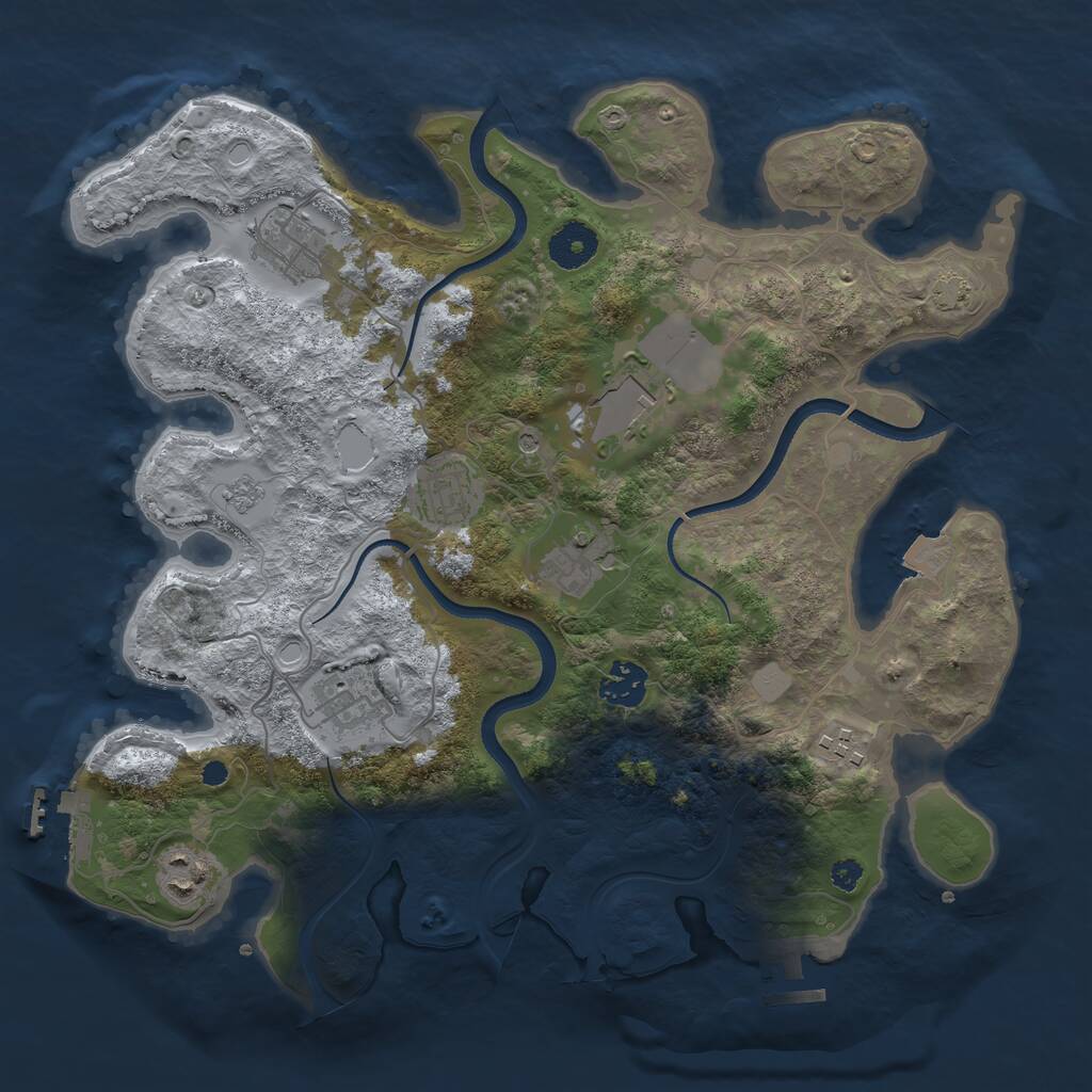 Rust Map: Procedural Map, Size: 3500, Seed: 540365565, 14 Monuments