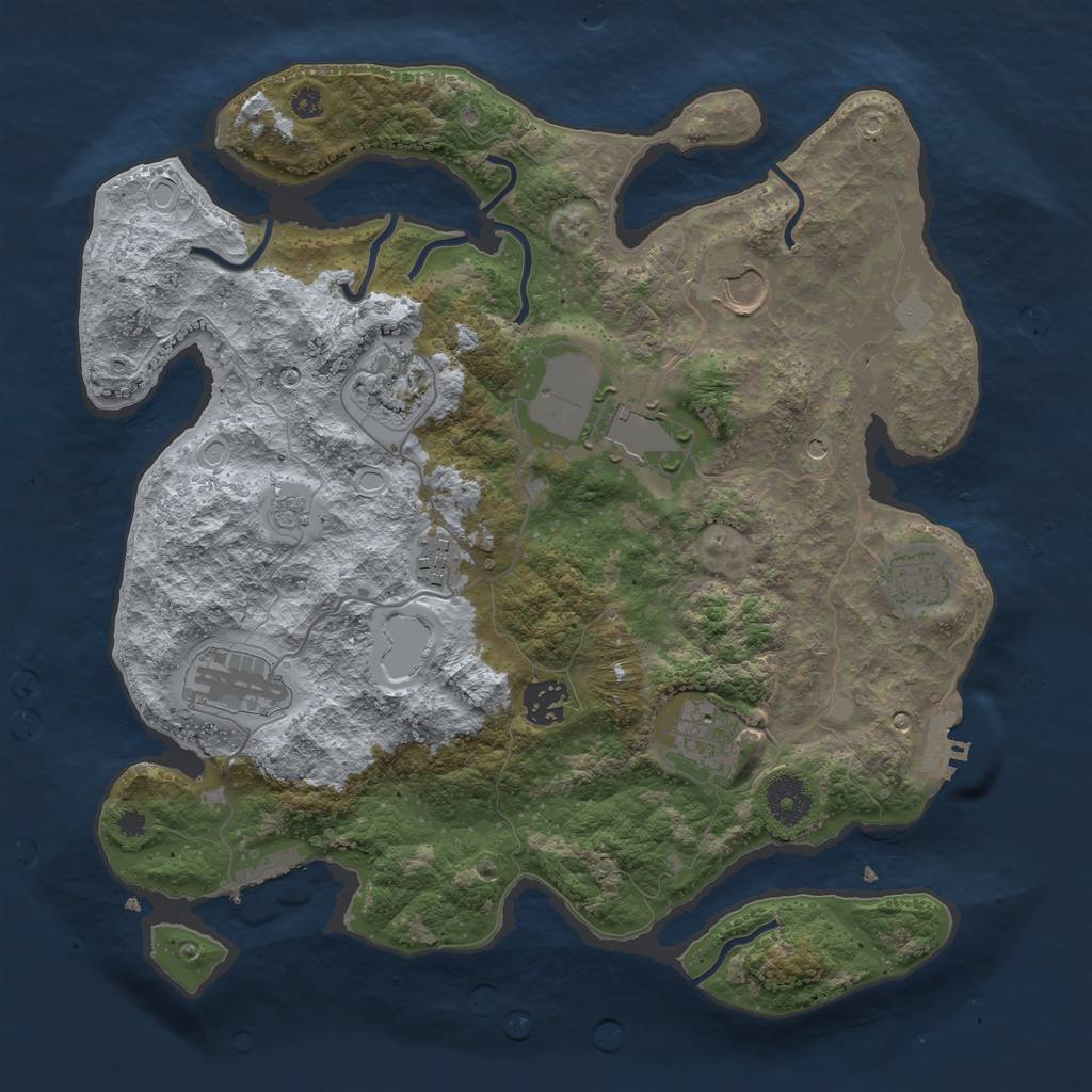 Rust Map: Procedural Map, Size: 3500, Seed: 2119556490, 15 Monuments