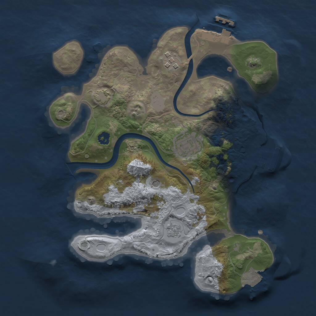 Rust Map: Procedural Map, Size: 2500, Seed: 5556, 8 Monuments