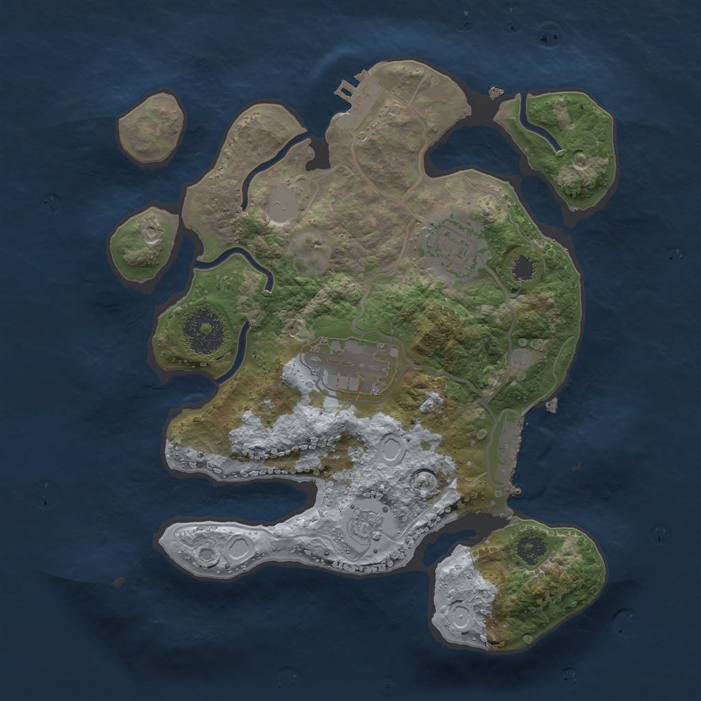 Rust Map: Procedural Map, Size: 2500, Seed: 5556, 8 Monuments