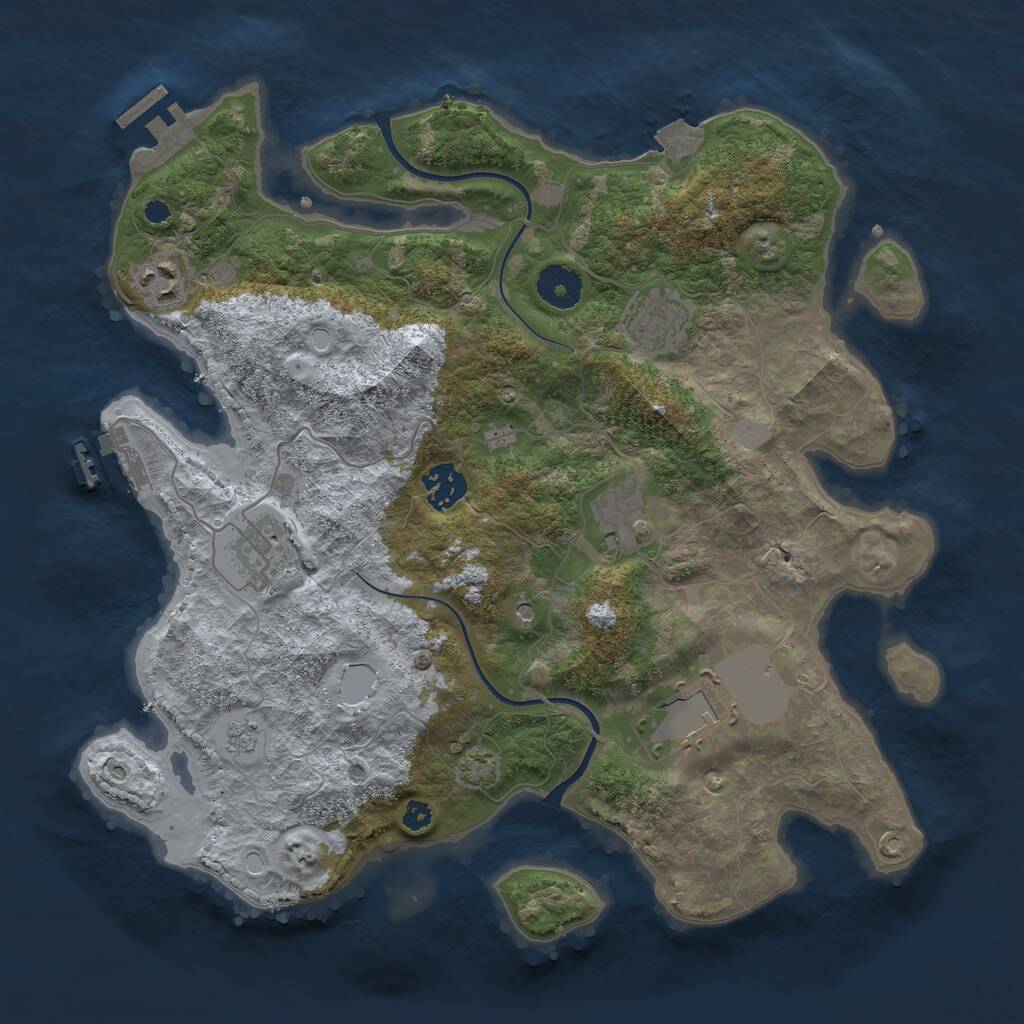 Rust Map: Procedural Map, Size: 3500, Seed: 351040900, 12 Monuments
