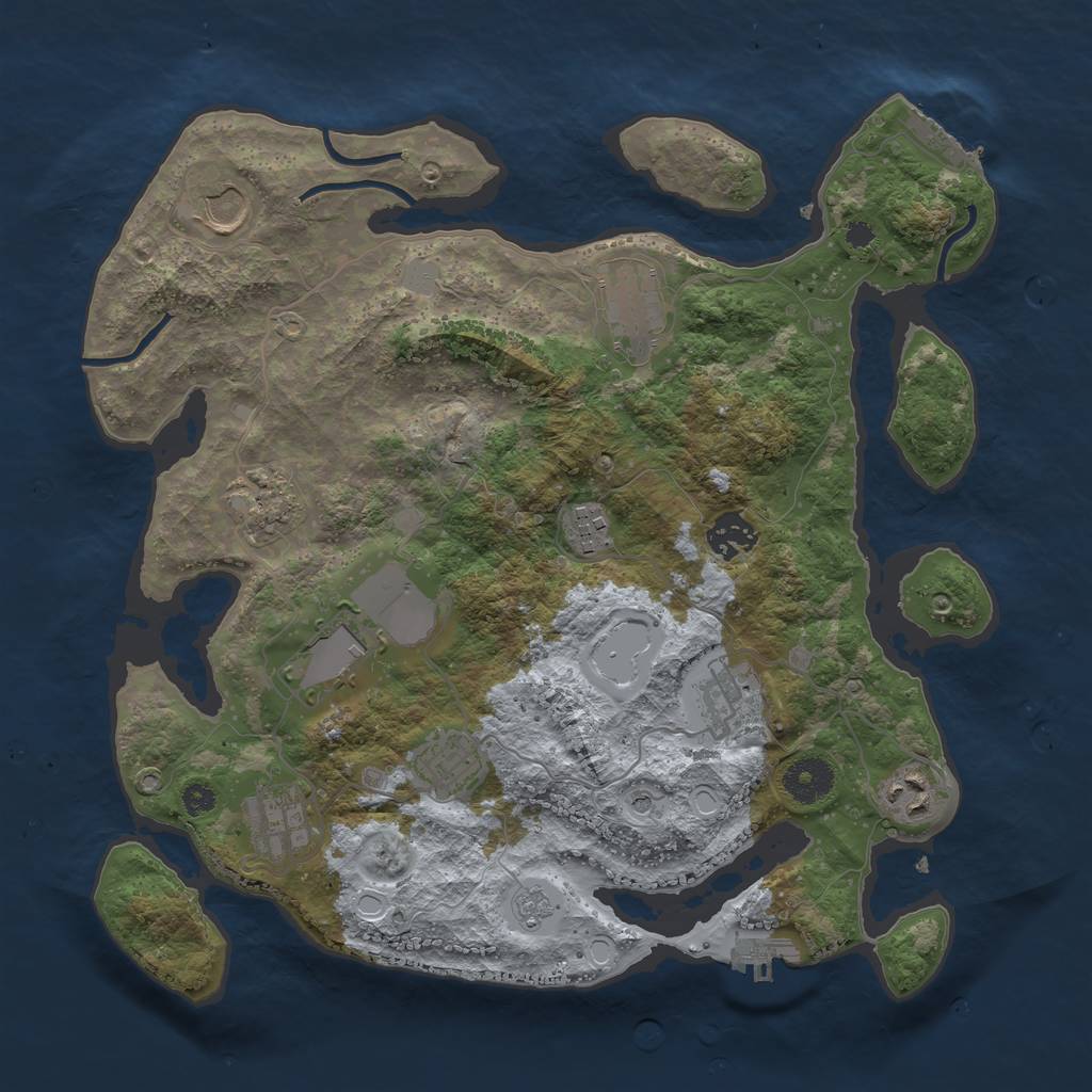 Rust Map: Procedural Map, Size: 3500, Seed: 354987, 17 Monuments