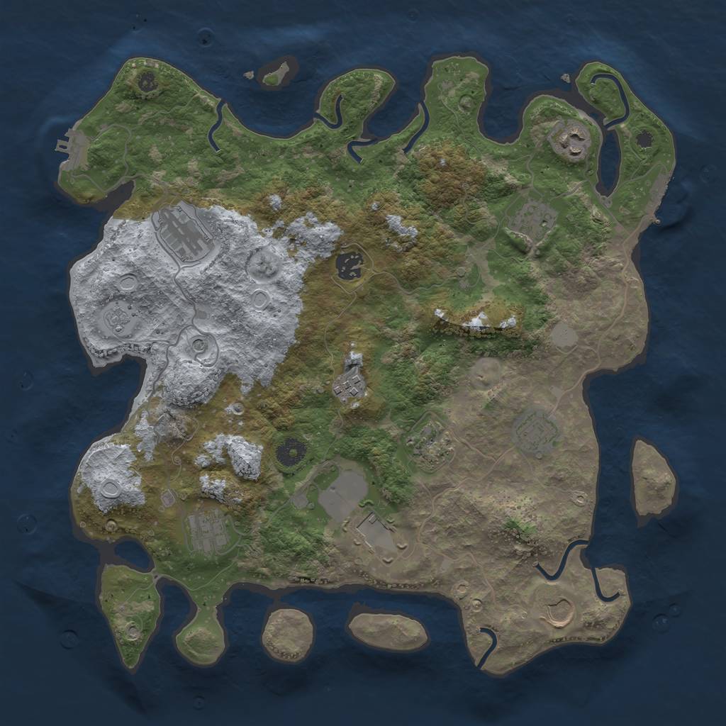 Rust Map: Procedural Map, Size: 3800, Seed: 3486489, 17 Monuments