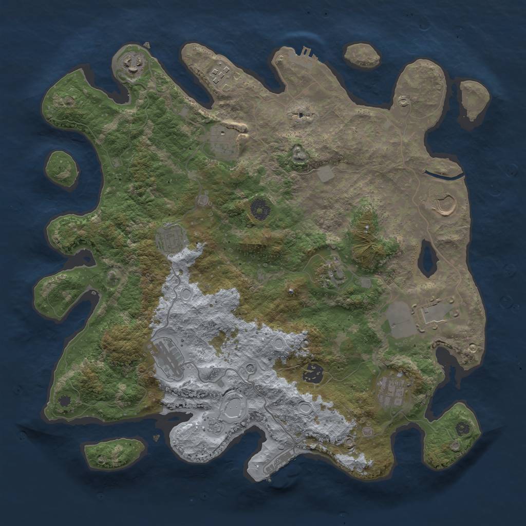 Rust Map: Procedural Map, Size: 3850, Seed: 2506429, 17 Monuments