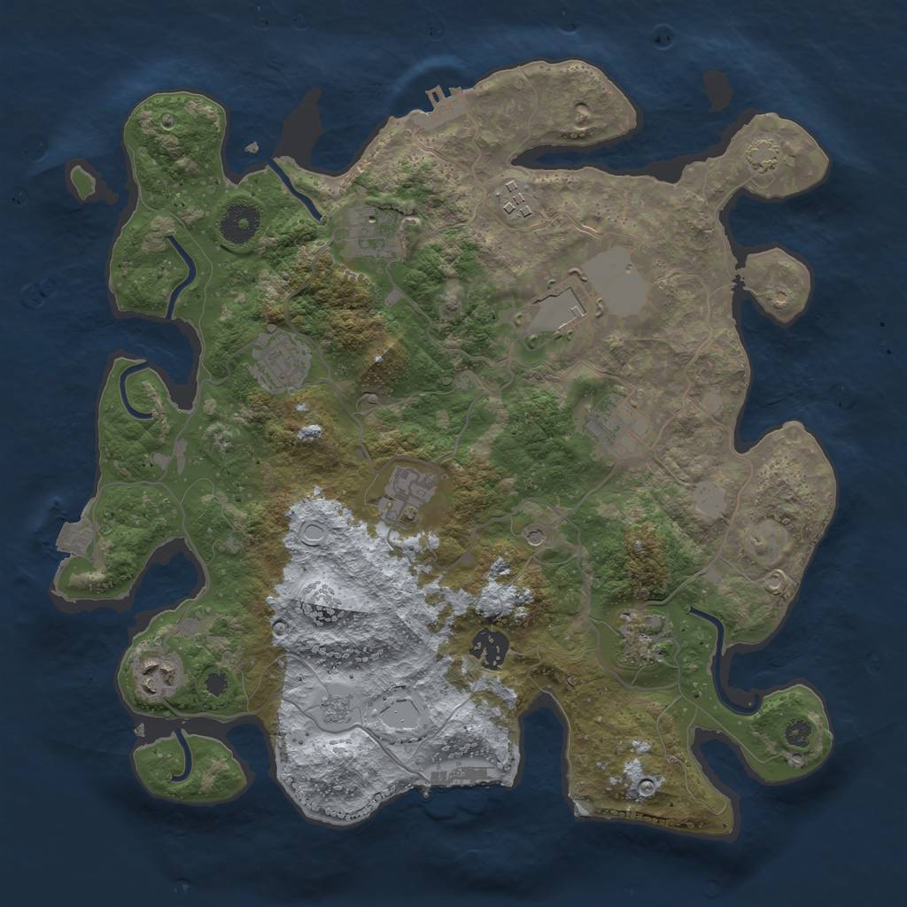 Rust Map: Procedural Map, Size: 3500, Seed: 255490999, 17 Monuments