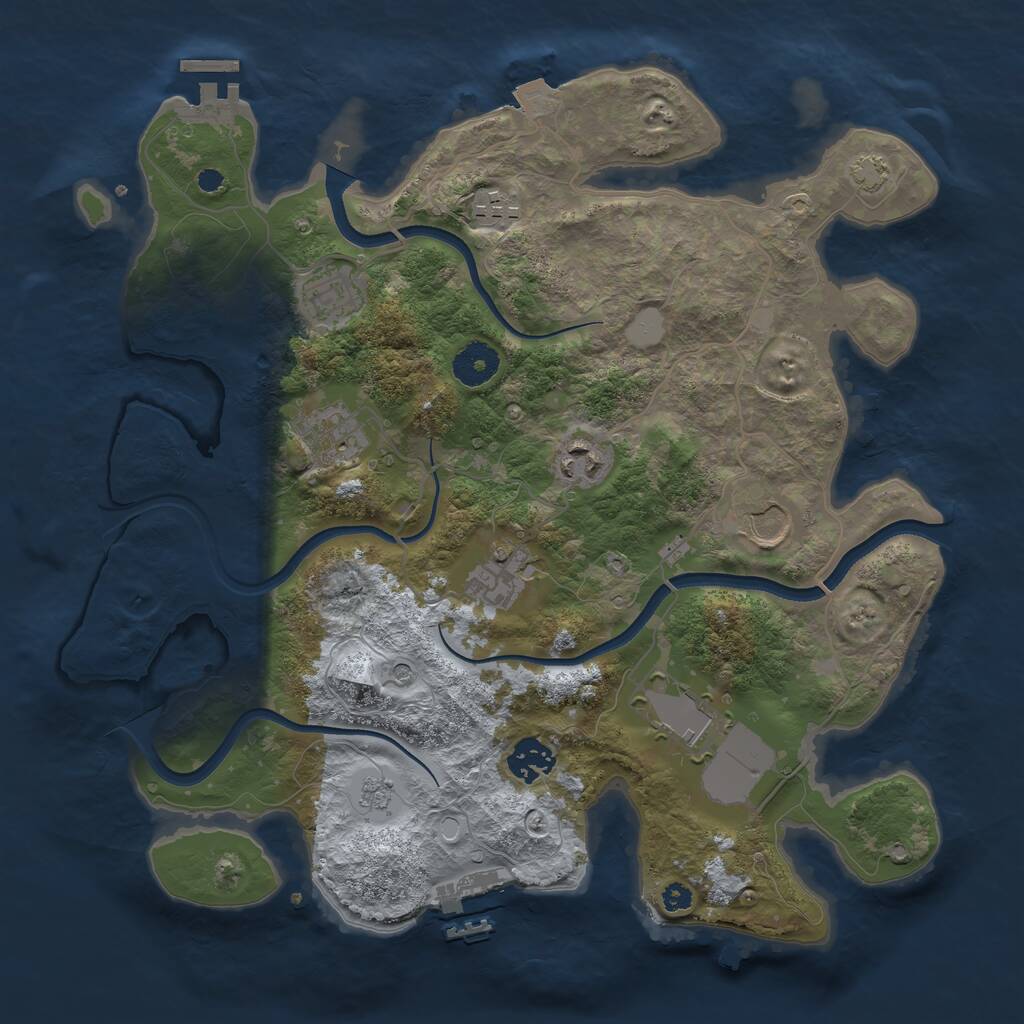 Rust Map: Procedural Map, Size: 3500, Seed: 255490999, 14 Monuments