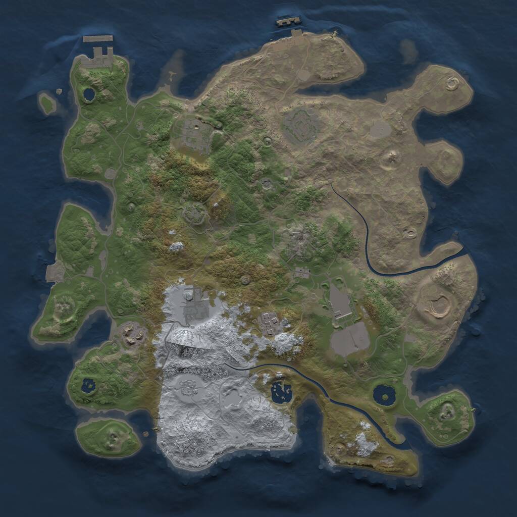 Rust Map: Procedural Map, Size: 3500, Seed: 255490999, 14 Monuments