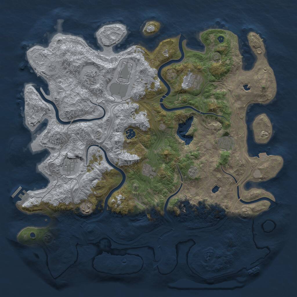 Rust Map: Procedural Map, Size: 4500, Seed: 1130536513, 15 Monuments