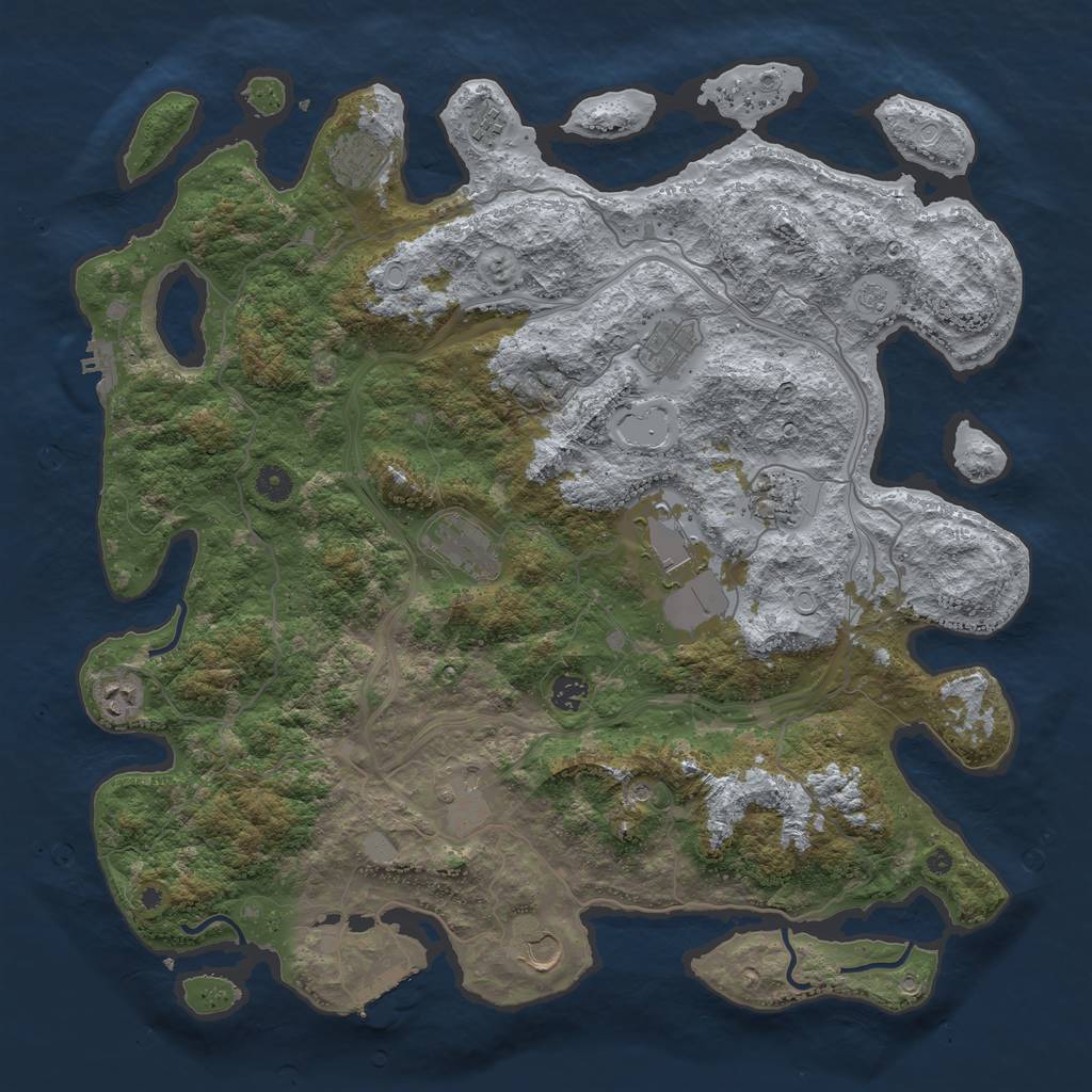 Rust Map: Procedural Map, Size: 4500, Seed: 1334740678, 17 Monuments