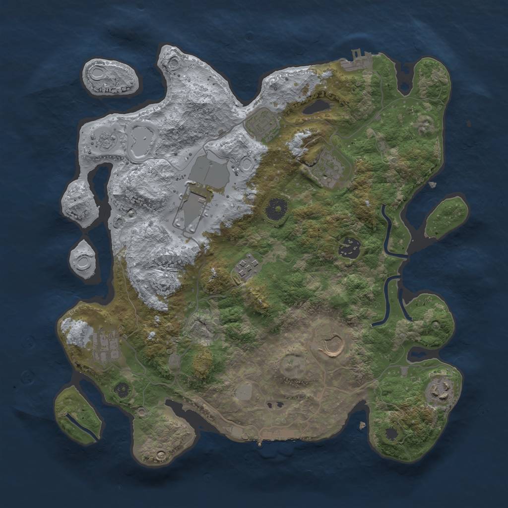Rust Map: Procedural Map, Size: 3500, Seed: 2020299031, 14 Monuments
