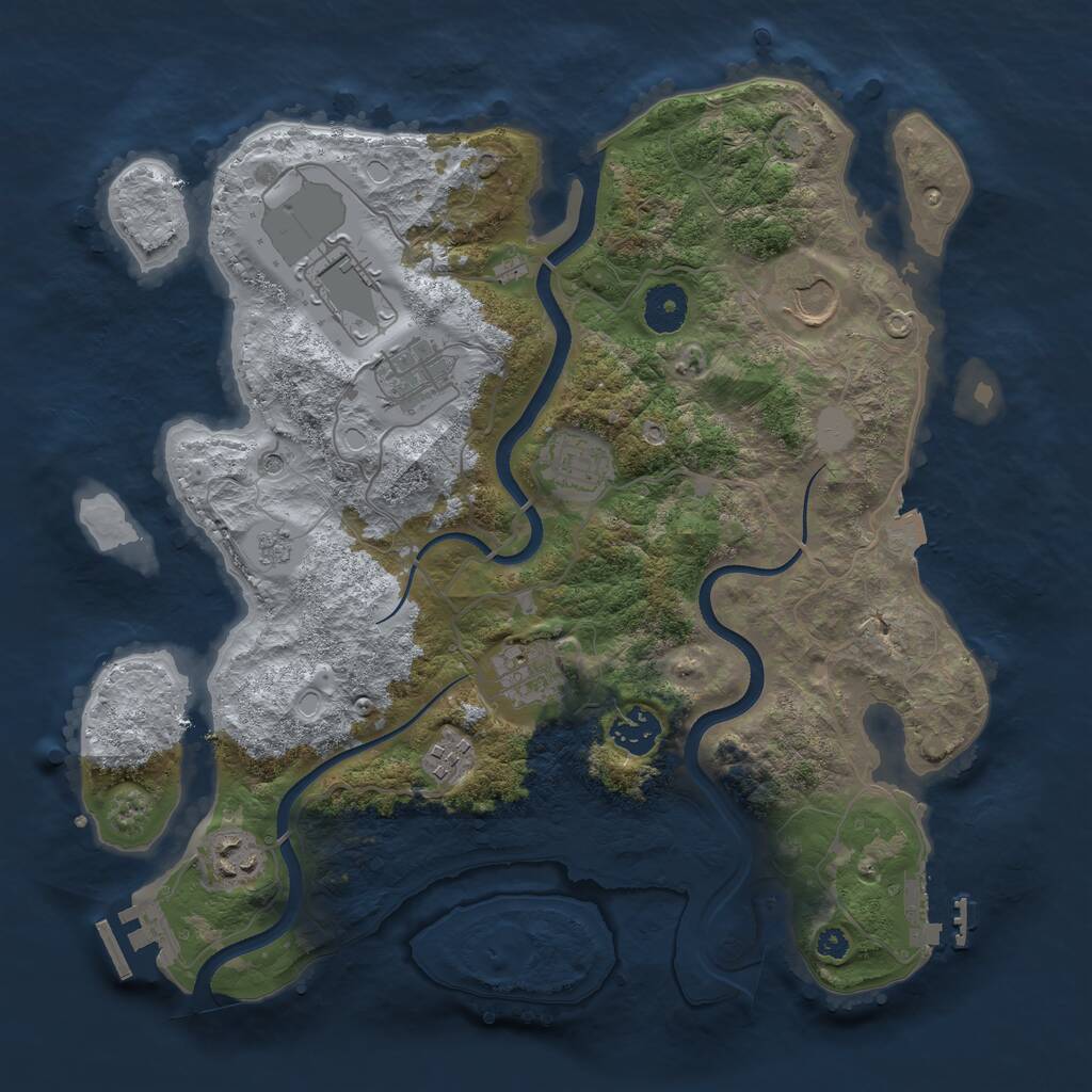 Rust Map: Procedural Map, Size: 3500, Seed: 766543876, 14 Monuments