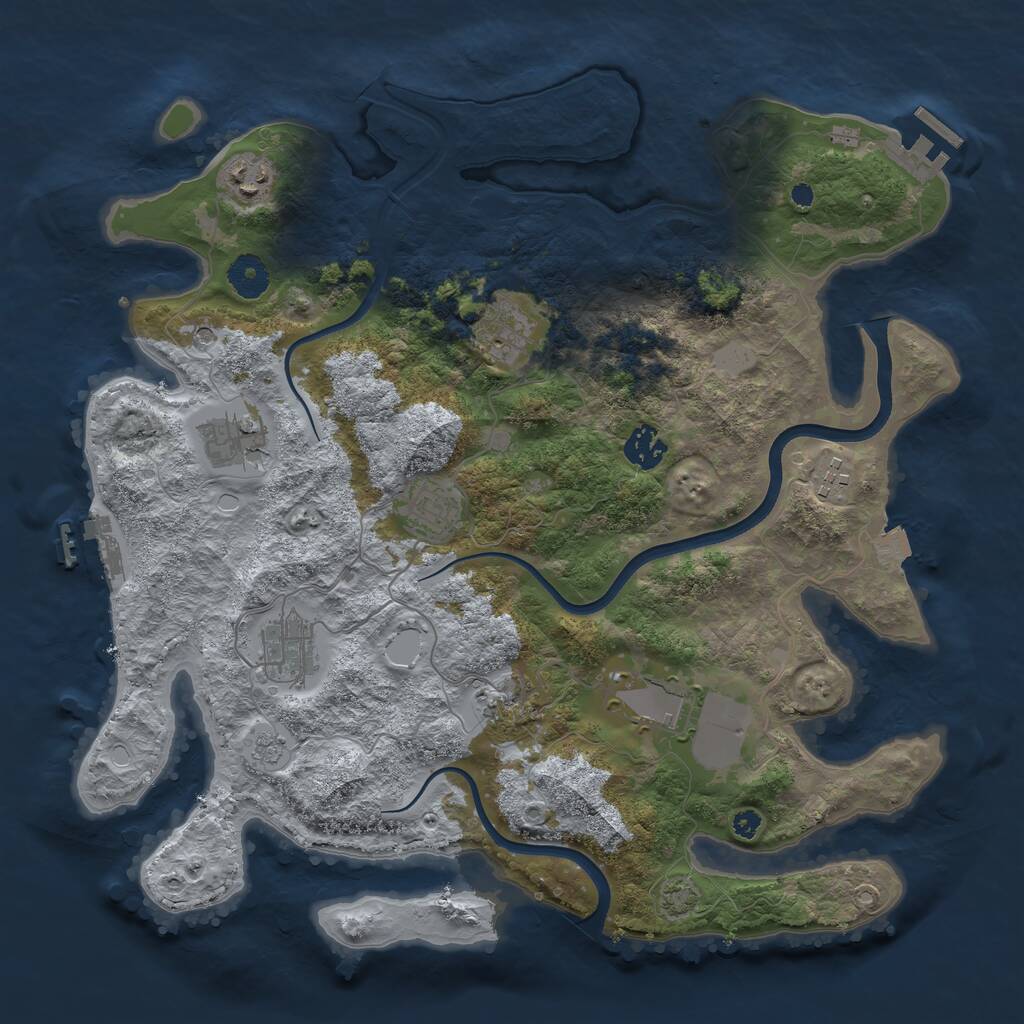Rust Map: Procedural Map, Size: 3700, Seed: 9000, 15 Monuments