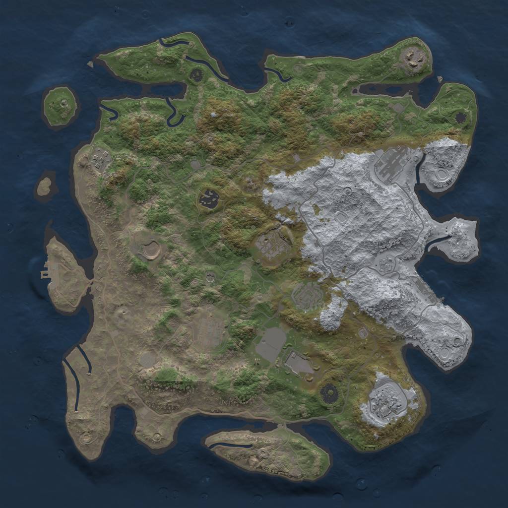 Rust Map: Procedural Map, Size: 4000, Seed: 1846628878, 17 Monuments