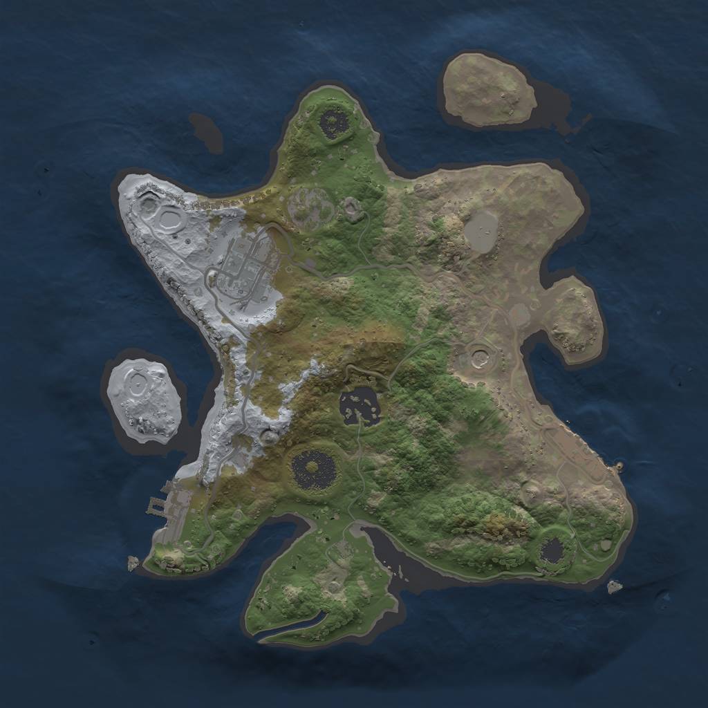 Rust Map: Procedural Map, Size: 2500, Seed: 556292531, 8 Monuments