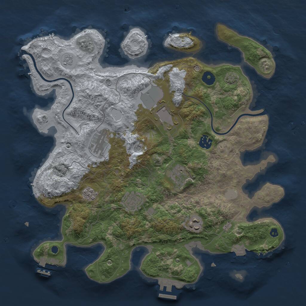 Rust Map: Procedural Map, Size: 3500, Seed: 1712030616, 13 Monuments