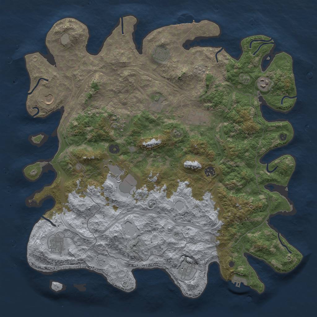 Rust Map: Procedural Map, Size: 4500, Seed: 837140207, 18 Monuments