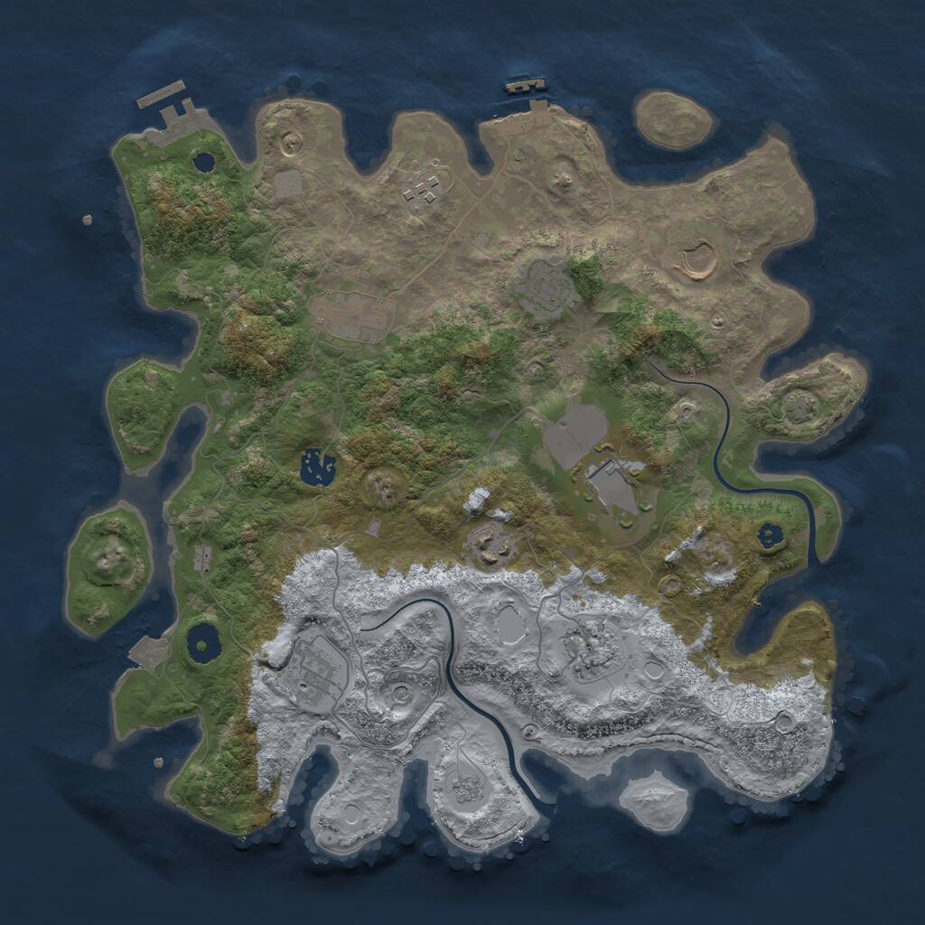 Rust Map: Procedural Map, Size: 3700, Seed: 1215960221, 15 Monuments