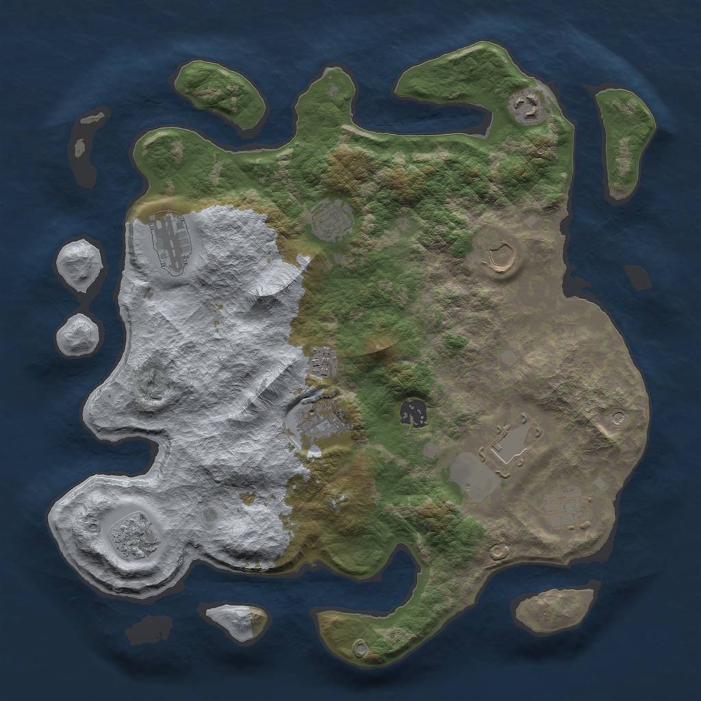 Rust Map: Barren, Size: 3700, Seed: 557142784, 13 Monuments