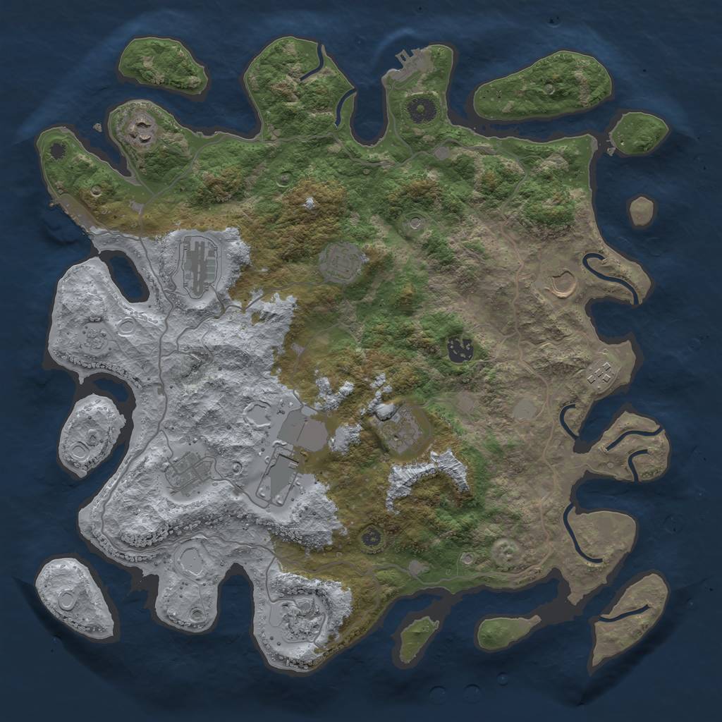 Rust Map: Procedural Map, Size: 4000, Seed: 121954909, 17 Monuments