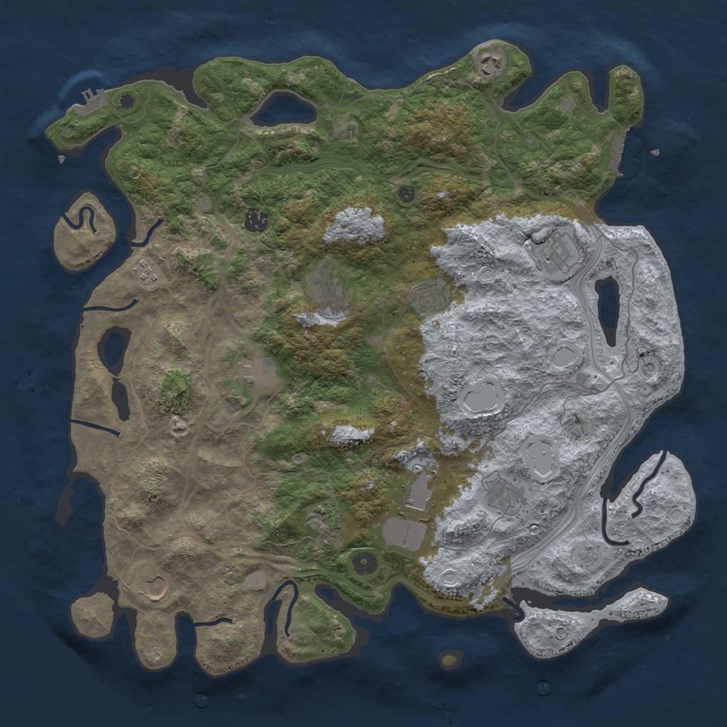Rust Map: Procedural Map, Size: 4500, Seed: 1675377279, 18 Monuments