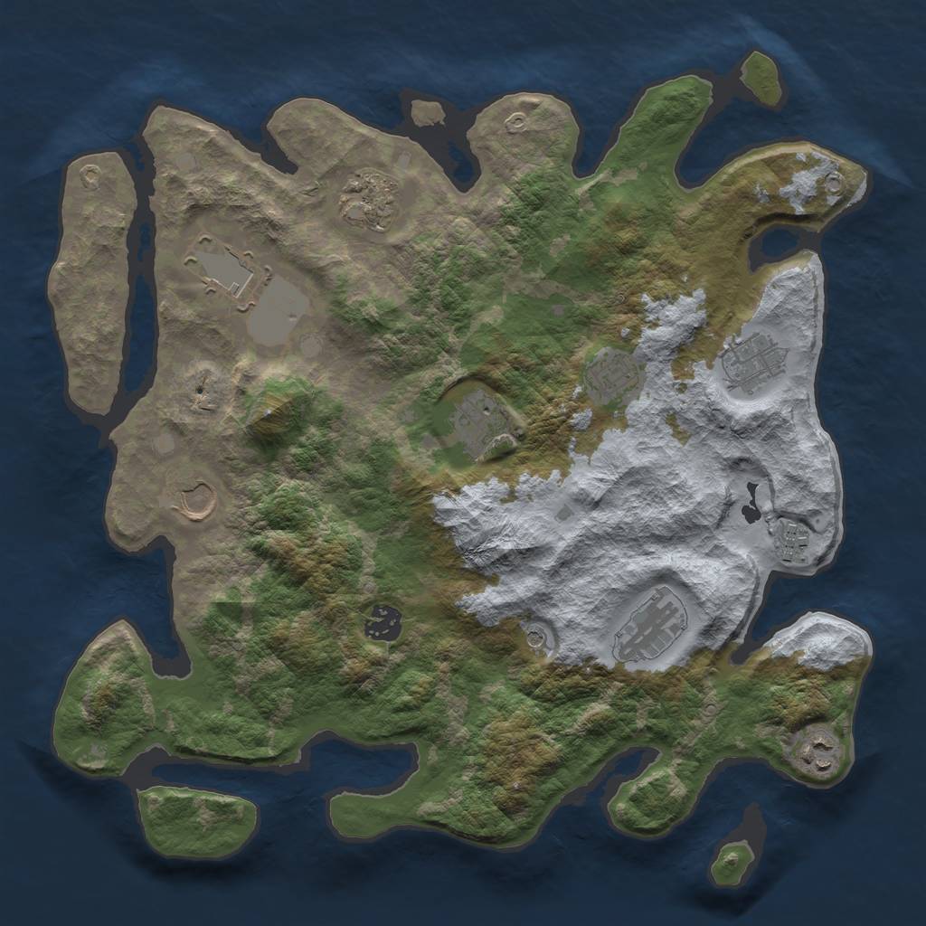 Rust Map: Barren, Size: 3700, Seed: 1545248694, 13 Monuments