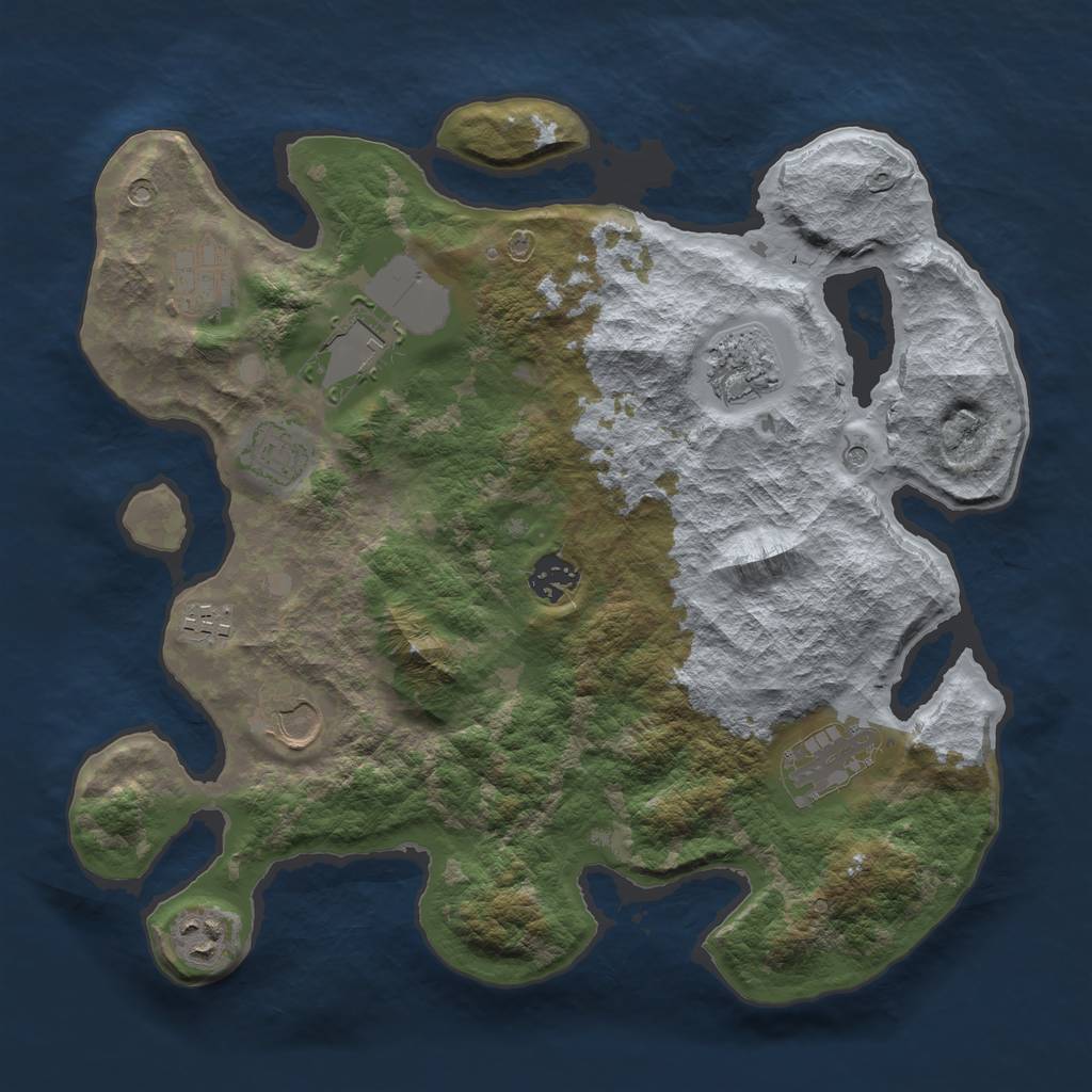 Rust Map: Barren, Size: 3500, Seed: 1957733111, 12 Monuments