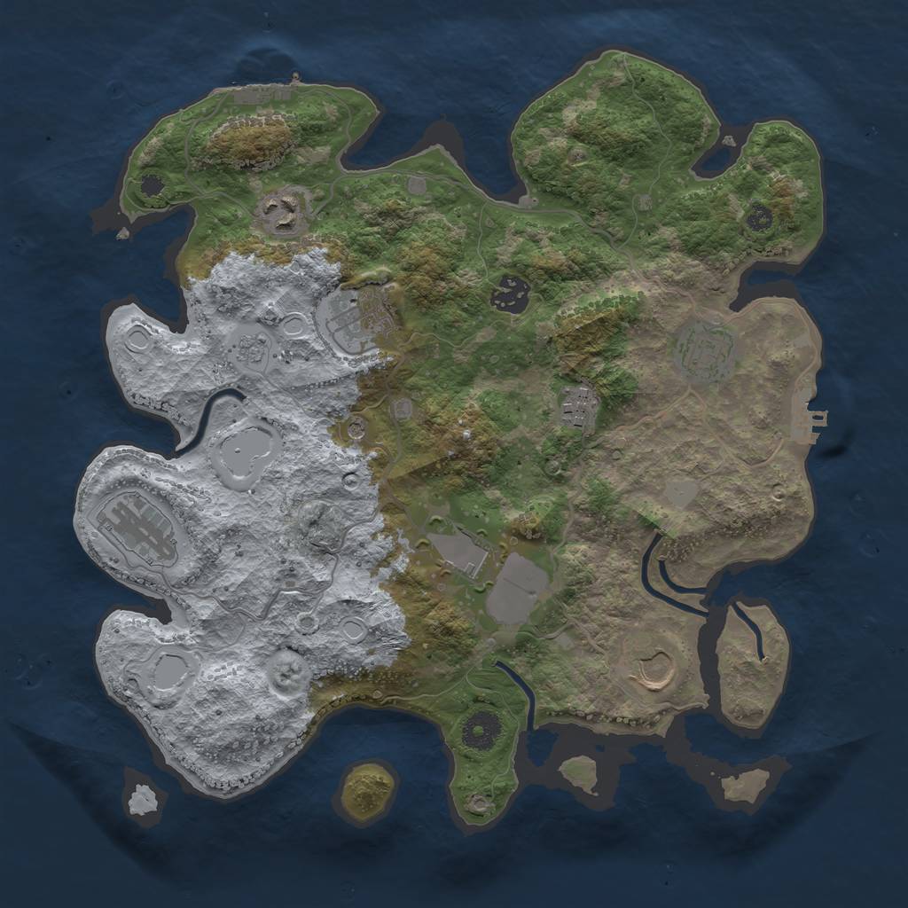 Rust Map: Procedural Map, Size: 3500, Seed: 624257966, 15 Monuments