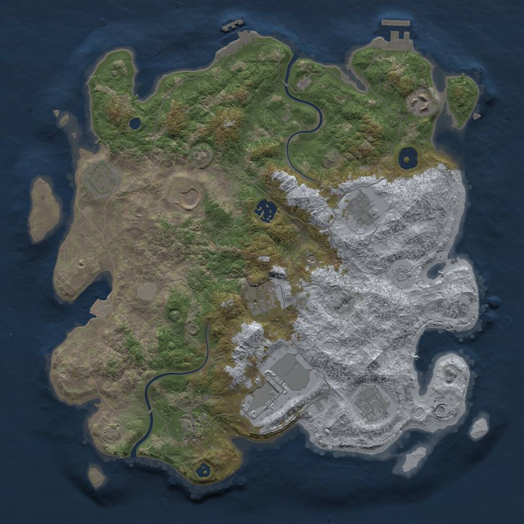 Rust Map: Procedural Map, Size: 3709, Seed: 1435480242, 15 Monuments
