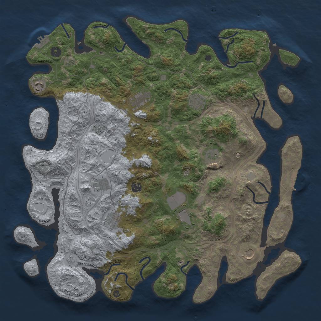 Rust Map: Procedural Map, Size: 4500, Seed: 1126785610, 17 Monuments