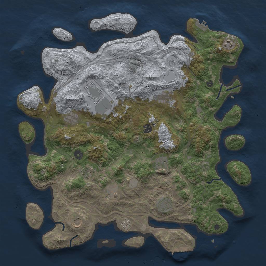 Rust Map: Procedural Map, Size: 4250, Seed: 1292503345, 18 Monuments