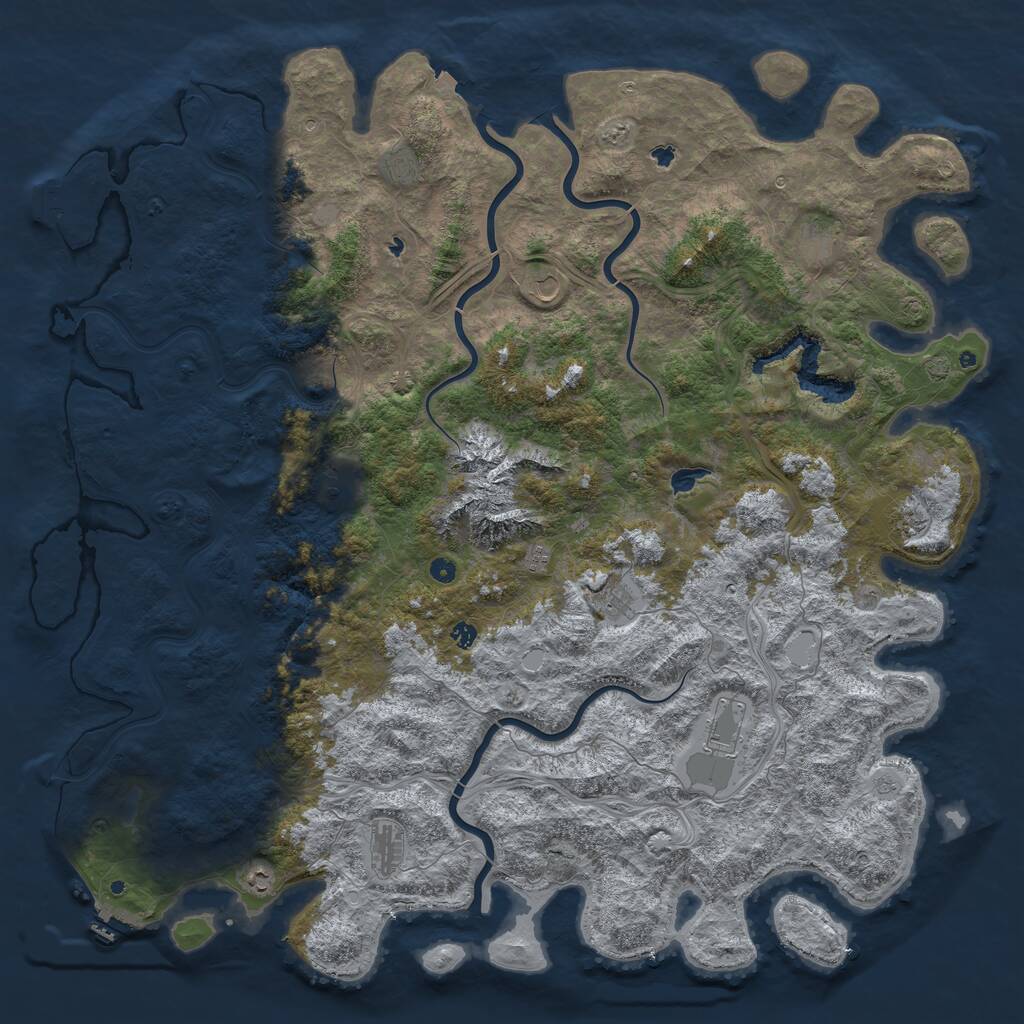 Rust Map: Procedural Map, Size: 6000, Seed: 514156, 17 Monuments