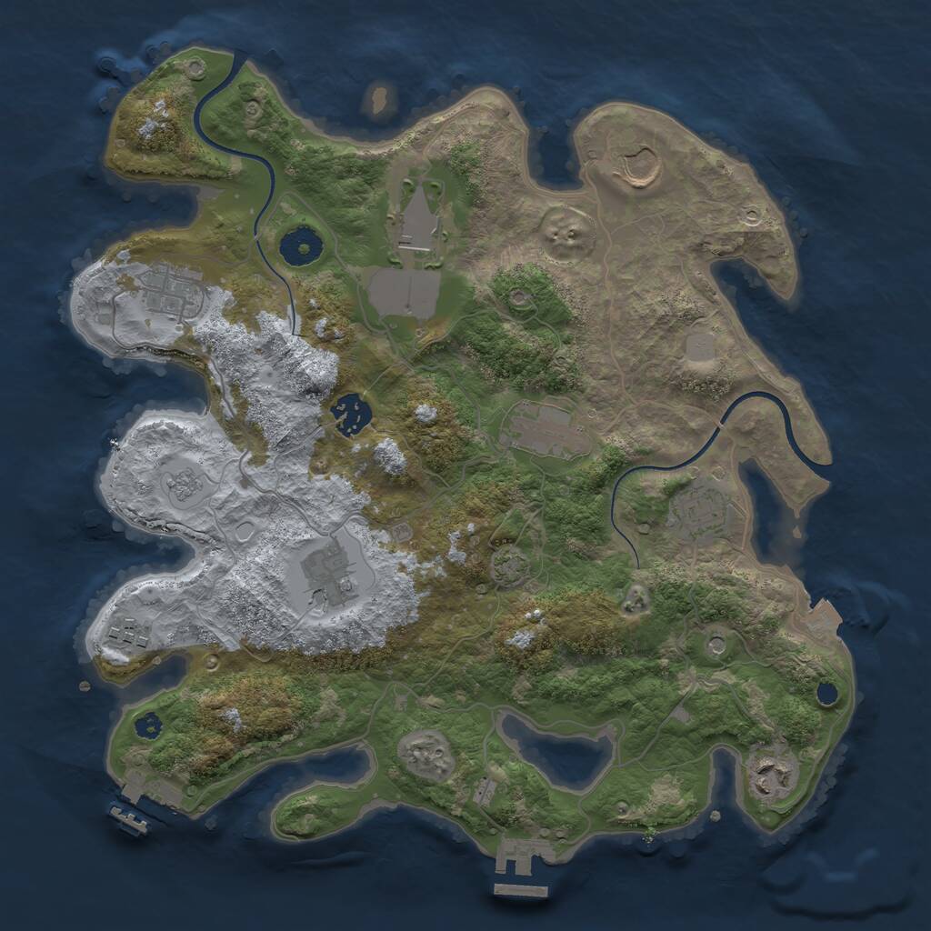Rust Map: Procedural Map, Size: 3500, Seed: 699045400, 15 Monuments