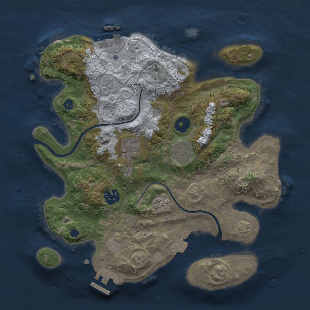 Rust Map: Procedural Map, Size: 3000, Seed: 946579, 10 Monuments
