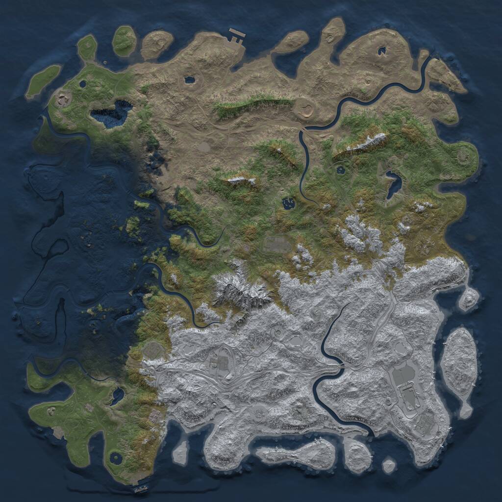 Rust Map: Procedural Map, Size: 6000, Seed: 787478, 17 Monuments