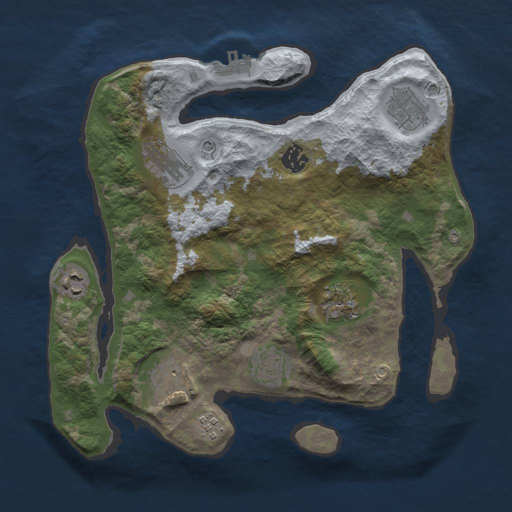 Rust Map: Barren, Size: 3000, Seed: 800432993, 12 Monuments