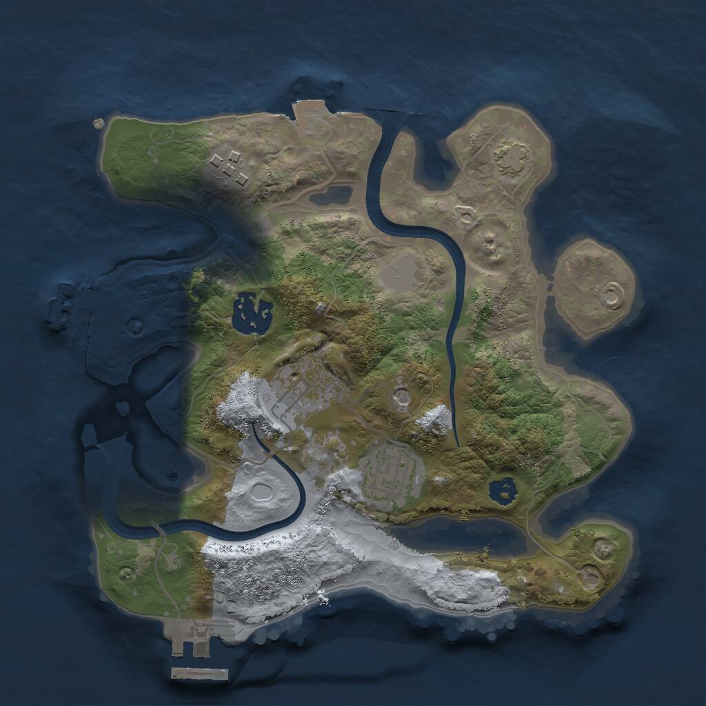 Rust Map: Procedural Map, Size: 2500, Seed: 65161, 9 Monuments