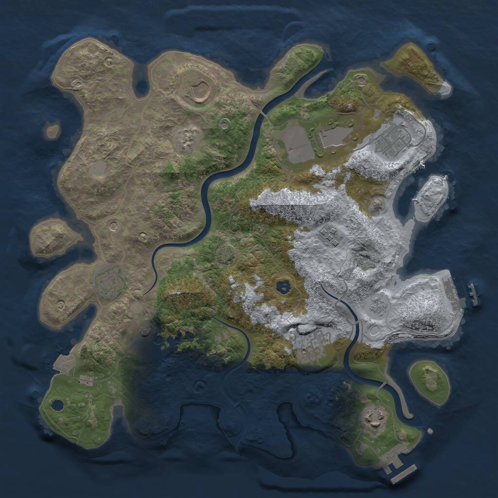 Rust Map: Procedural Map, Size: 3500, Seed: 281945479, 14 Monuments