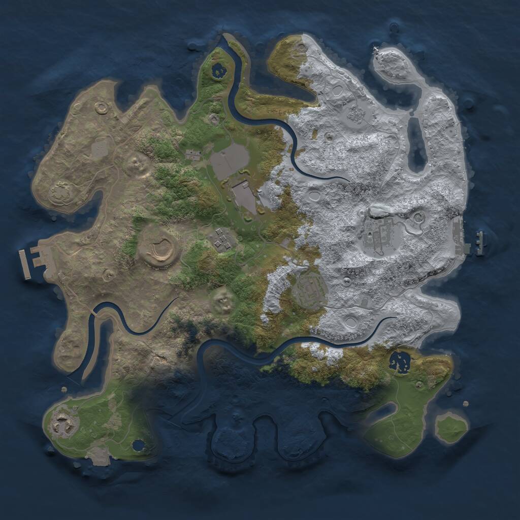 Rust Map: Procedural Map, Size: 3500, Seed: 2003726915, 13 Monuments