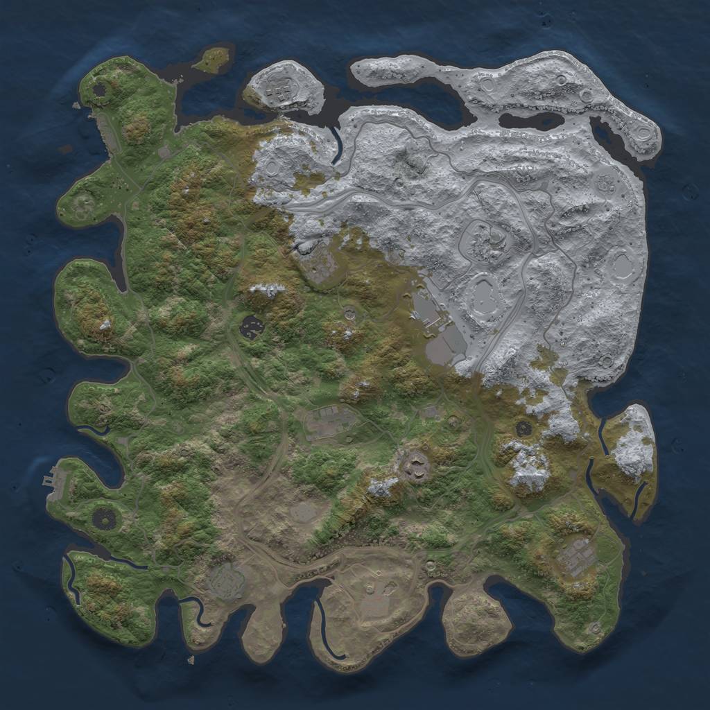 Rust Map: Procedural Map, Size: 4500, Seed: 120251490, 17 Monuments