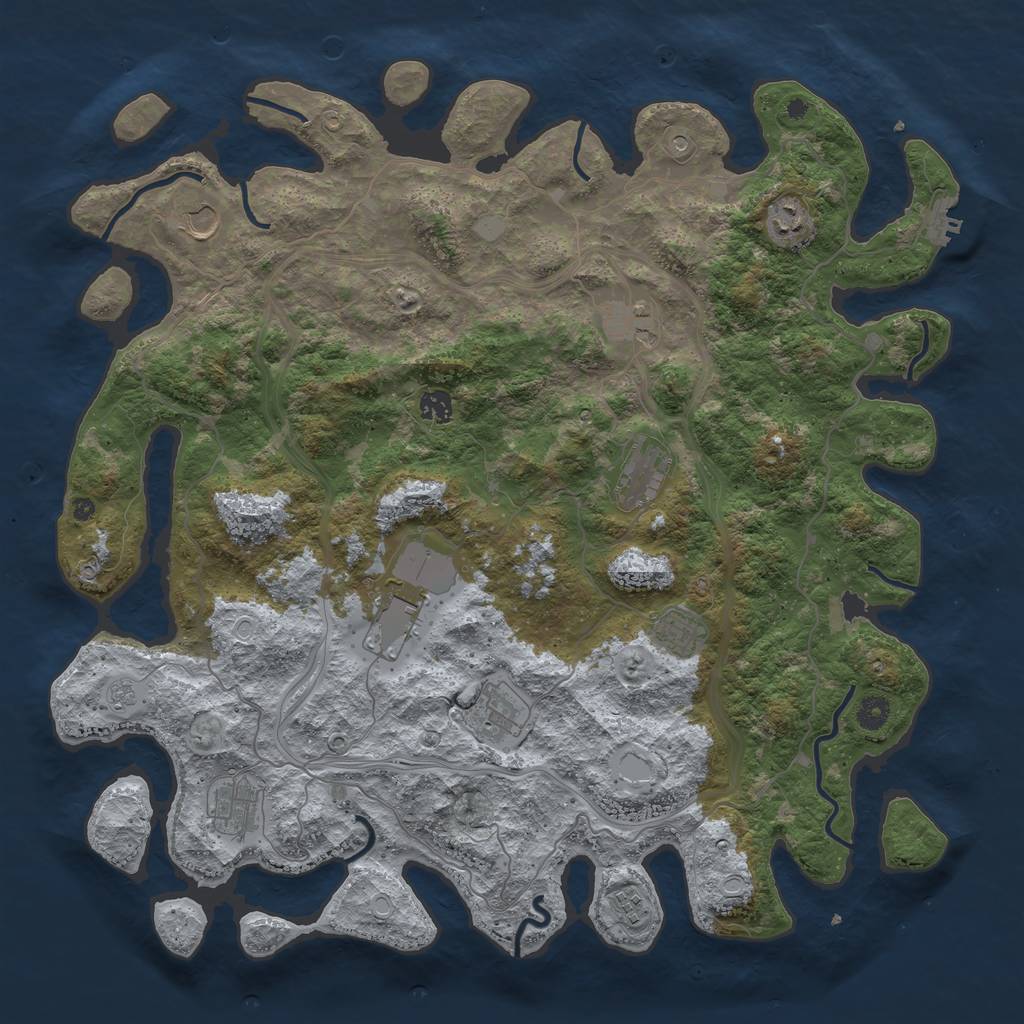 Rust Map: Procedural Map, Size: 4500, Seed: 1827106214, 16 Monuments