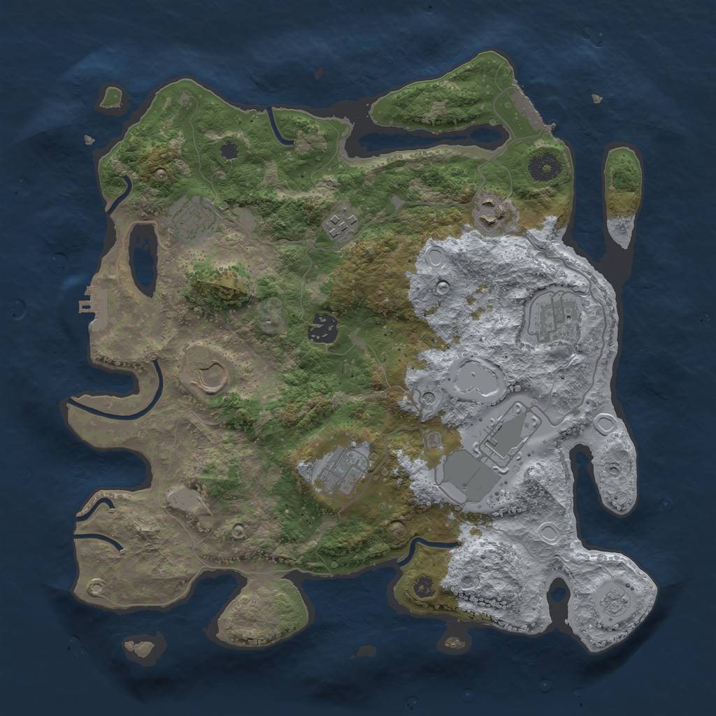 Rust Map: Procedural Map, Size: 3500, Seed: 62377545, 15 Monuments